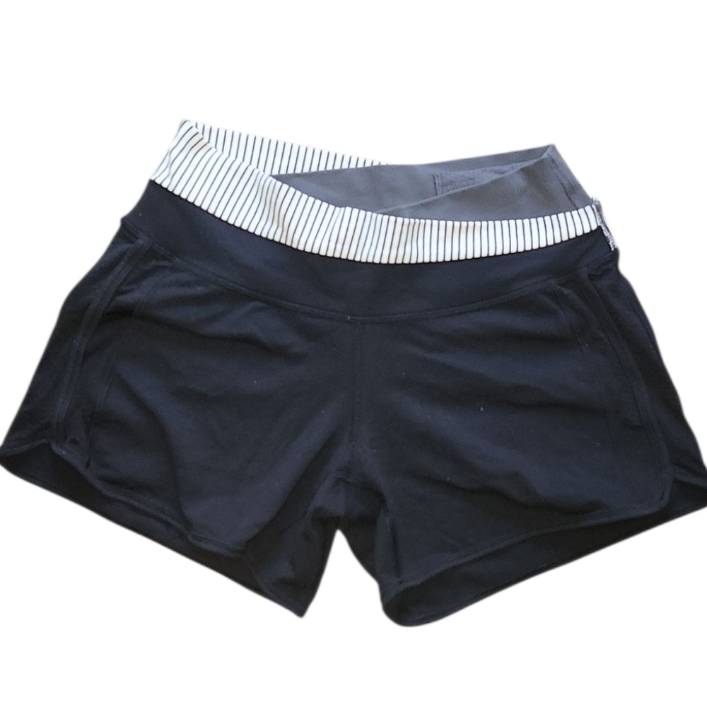 Lululemon Athletica Black Shorts with Striped Waistband